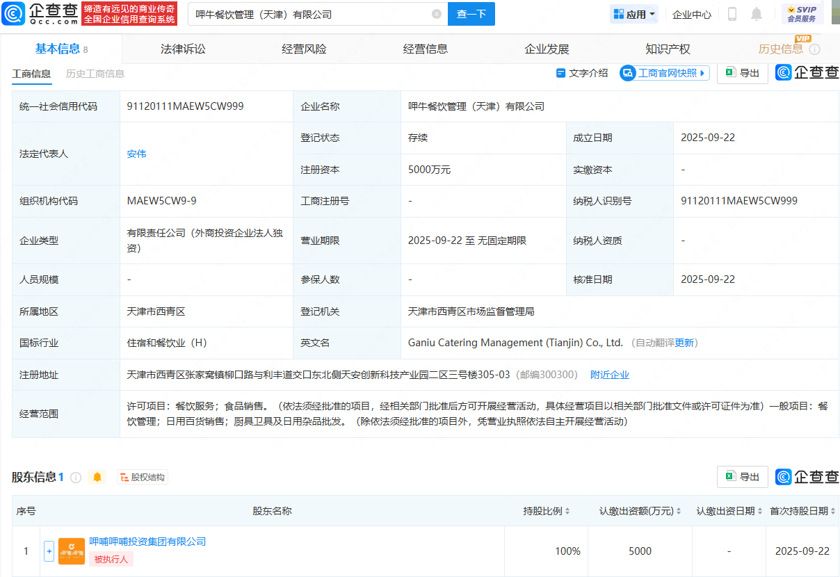 呷哺呷哺天津設(shè)立新公司，注資5000萬(wàn)拓展廚具衛(wèi)具及日用雜品批發(fā)業(yè)務(wù)